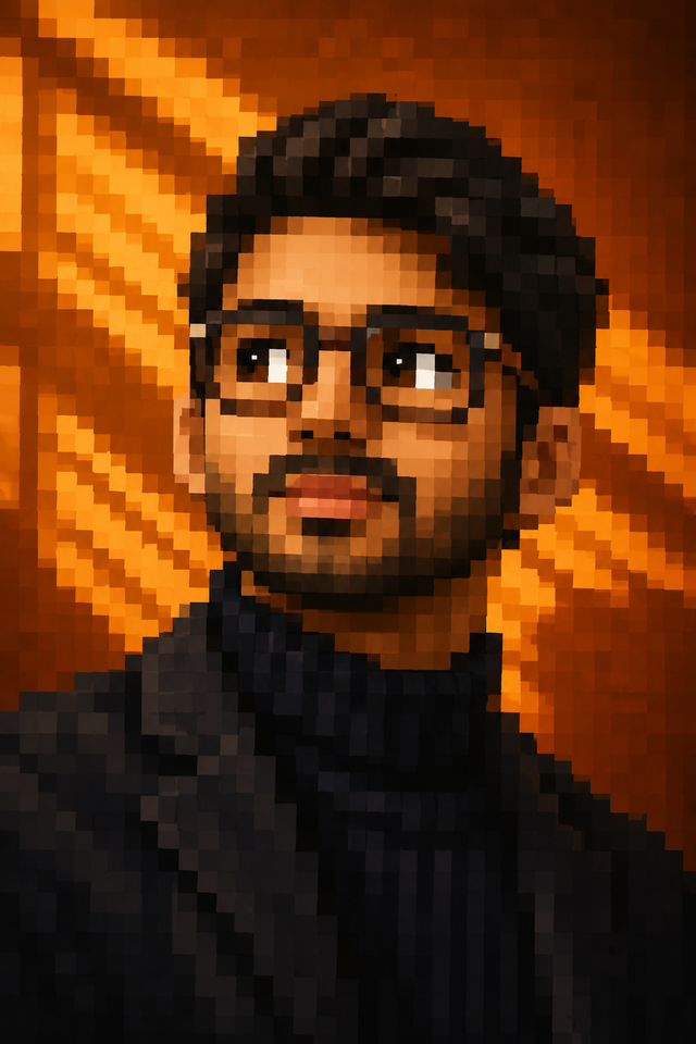 Pixelated profile portrait